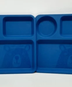 Blue 3 compartment toddler feeding tray