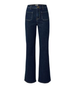 Cara High-Rise Flared Jeans – Dark Blue Cotton-Lycra Denim front