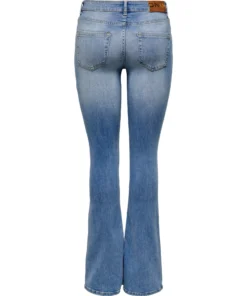 Mid‑Waist Flared Fit Jeans – Light Blue Super-Stretch Denim back