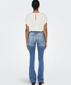 Mid‑Waist Flared Fit Jeans – Light Blue Super-Stretch Denim back side