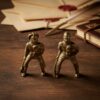 Miniature Knight & Spaceman Decorative Figurines - Bronze Finish Shelf Sitters
