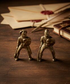 Miniature Knight & Spaceman Decorative Figurines - Bronze Finish Shelf Sitters
