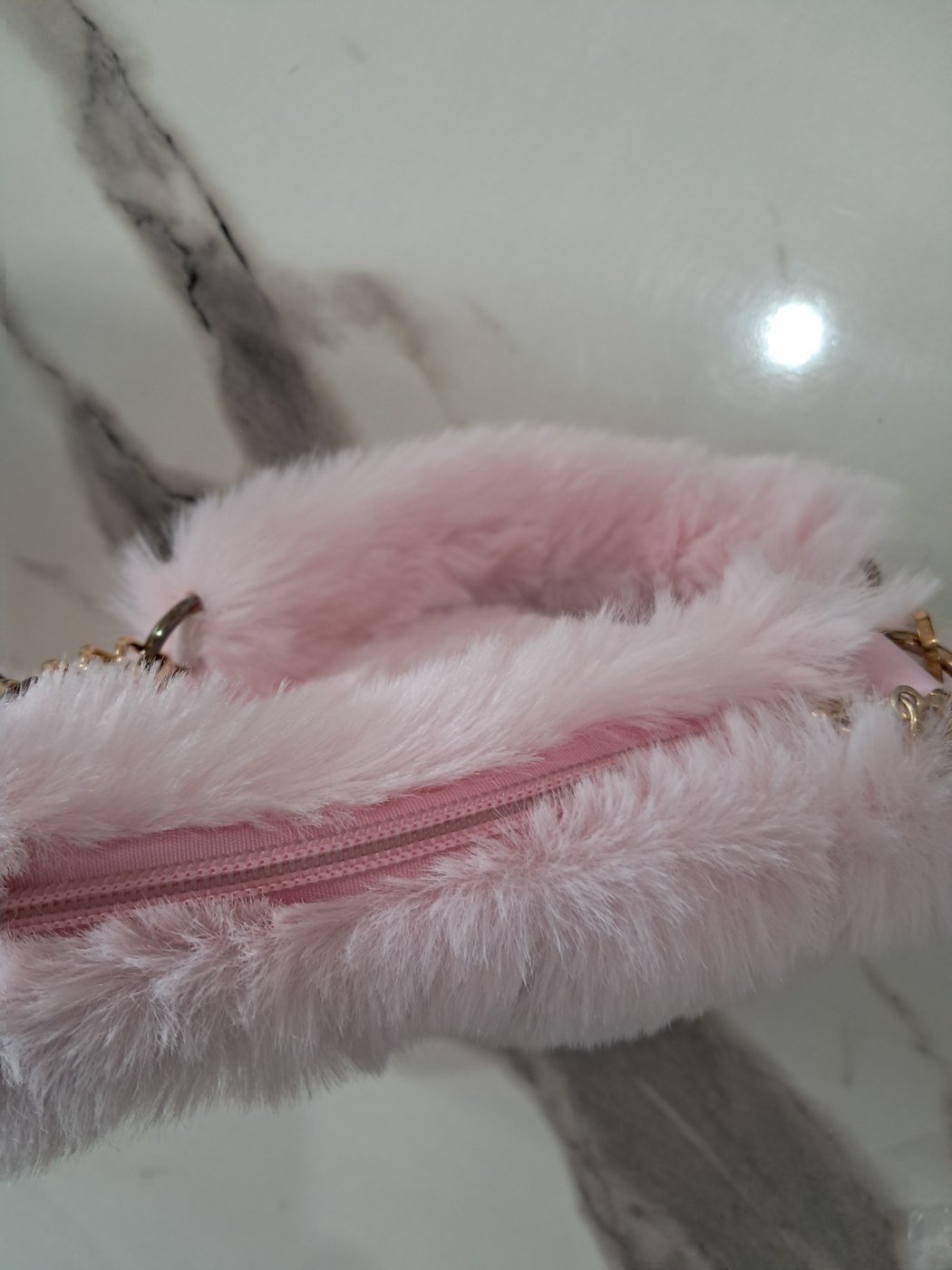 Pink Plush Mini Shoulder Bag - Image 3