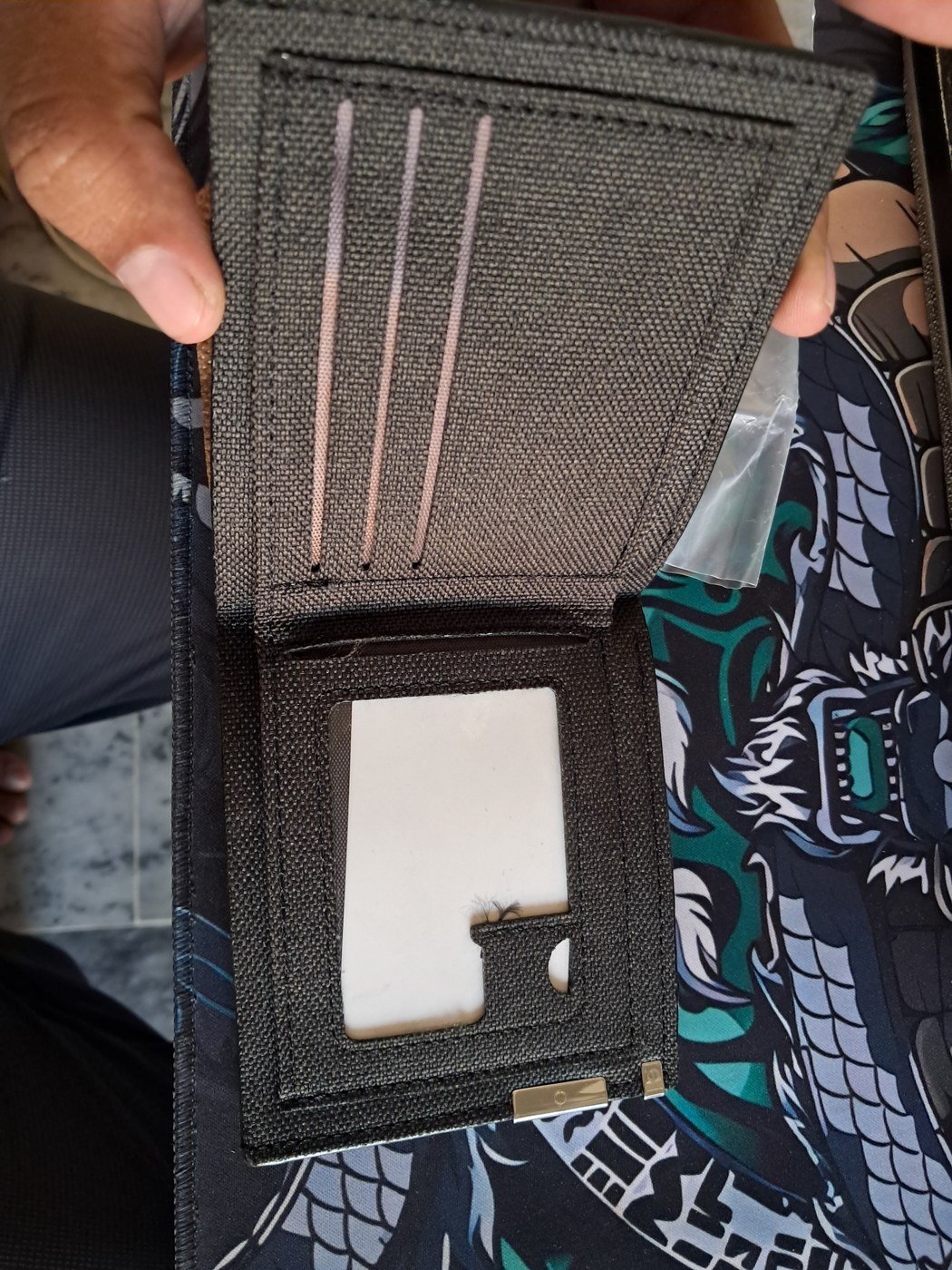 Black Folding Wallet with Clear ID Window - Image 2