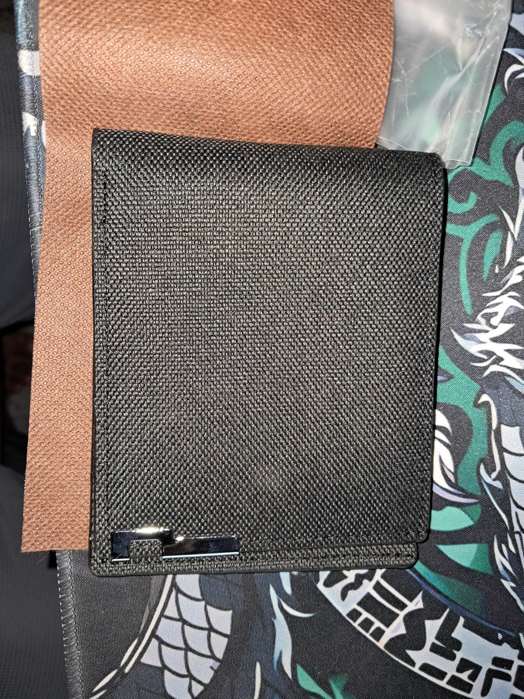 Black Folding Wallet with Clear ID Window - Image 3