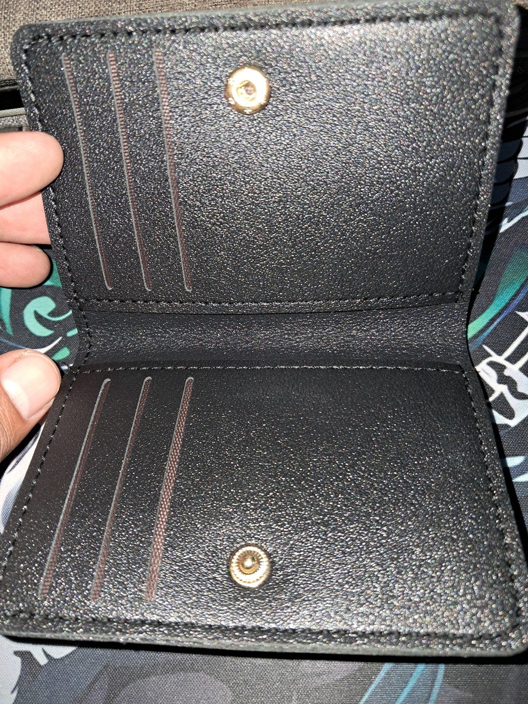 Black Snap-Fastening Card Wallet - Image 2