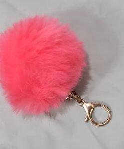 Alternative view of Hot Pink Pom-Pom Keyring