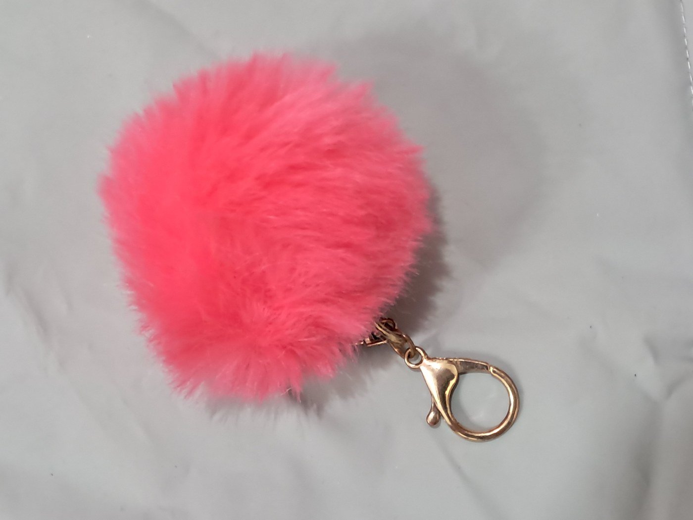 Hot Pink Pom-Pom Keyring - Image 2