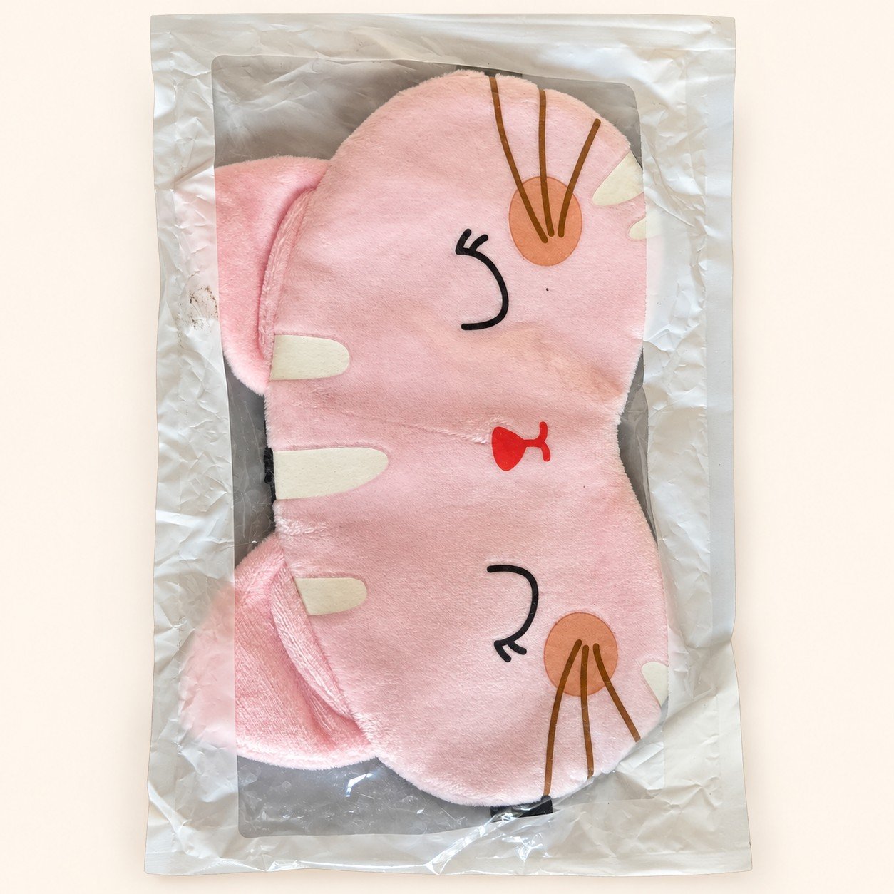 Pink Cat-Print Eye Mask