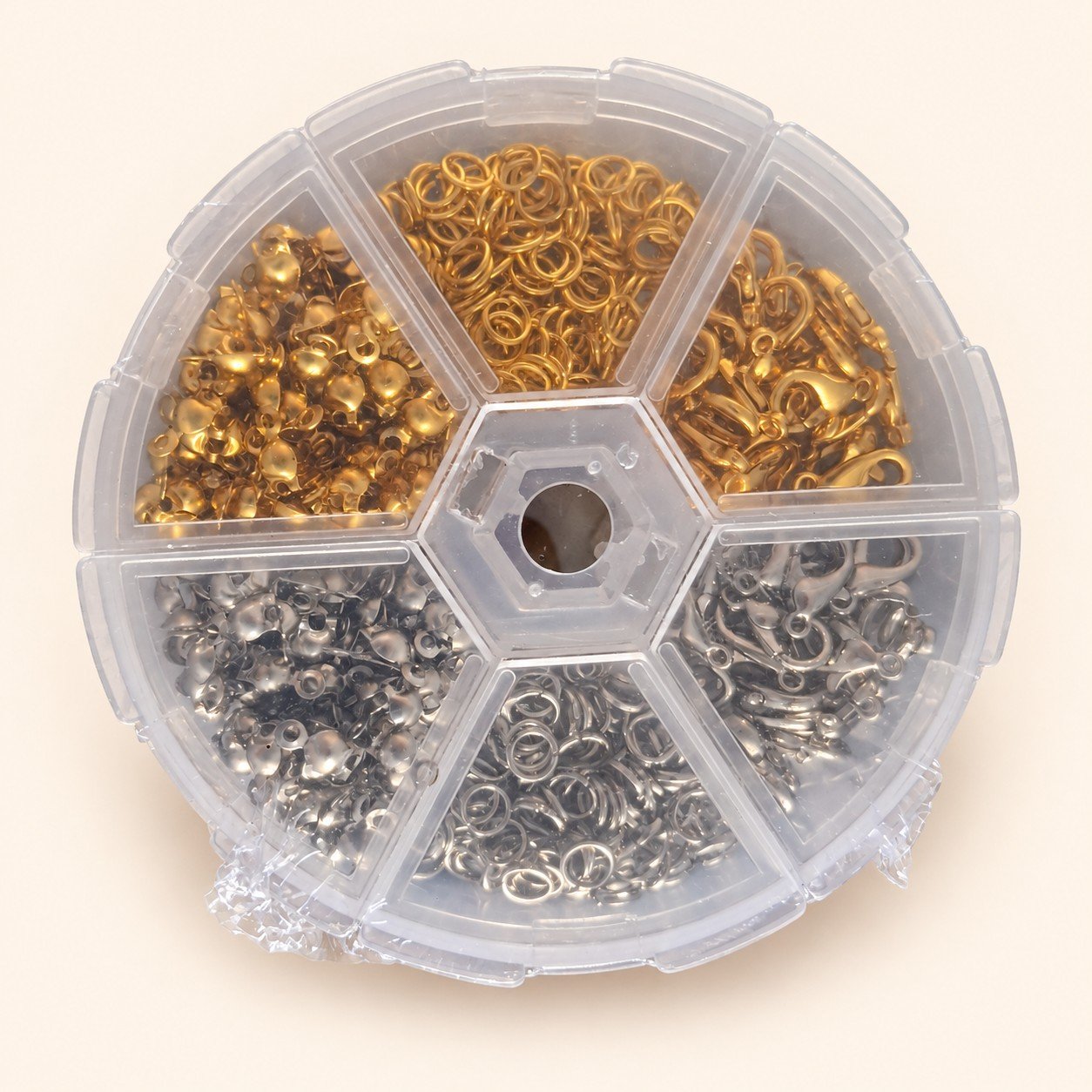 Jewellery Findings in Round Compartment Organiser
