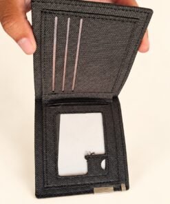 Black Folding Wallet with Clear ID Window