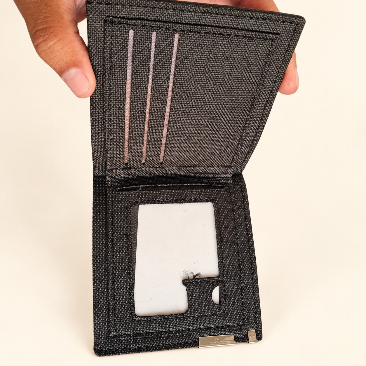 Black Folding Wallet with Clear ID Window