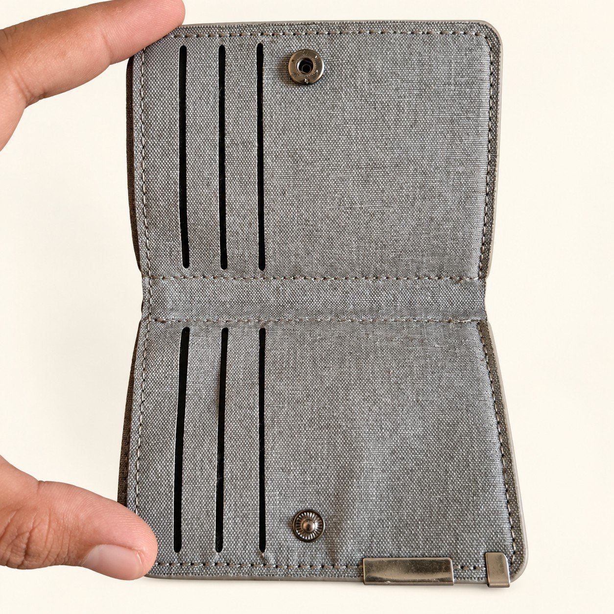 Grey Snap-Fastening Card Wallet